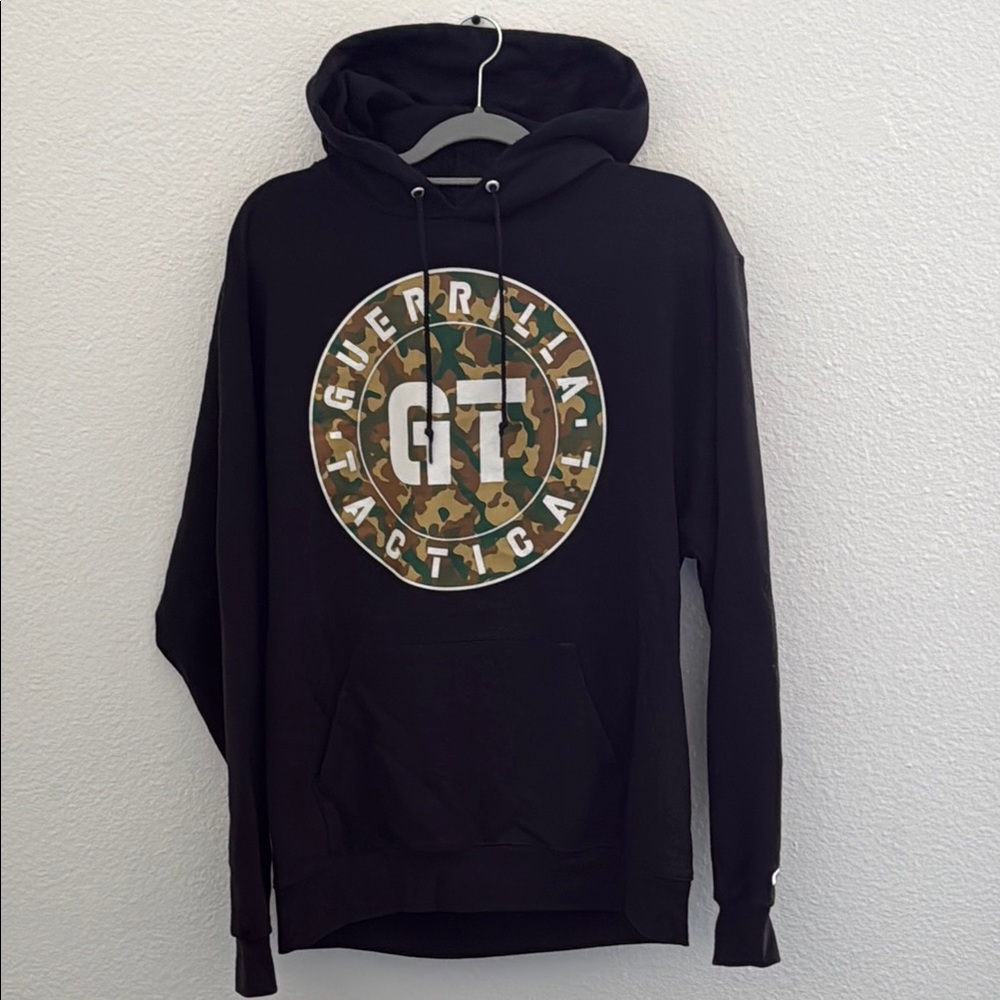Champion Black Hoodie with Graphic Design and Pullover Style